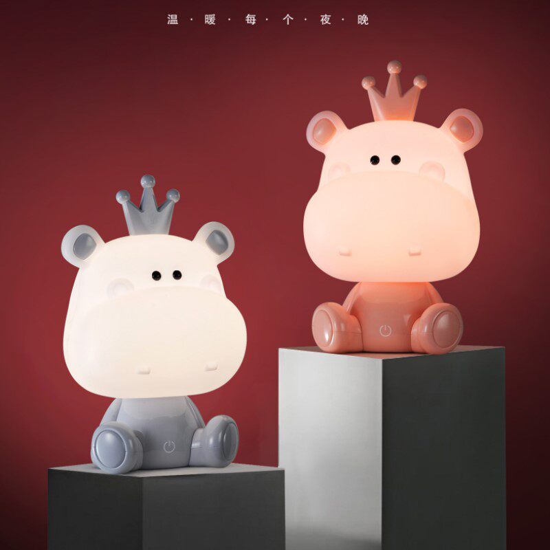 绵羊河马可爱小夜灯触摸调光温馨床头装饰灯插电小台灯学生儿童