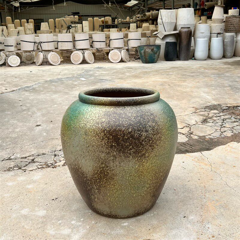 复古室内外流水陶缸陶瓷落地大花瓶客厅酒店大堂插花大陶罐摆件