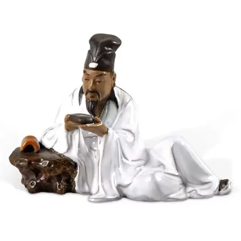 石湾陶瓷苏东坡盆景假山人物桌面客厅酒柜茶台创意装饰摆件陶渊明