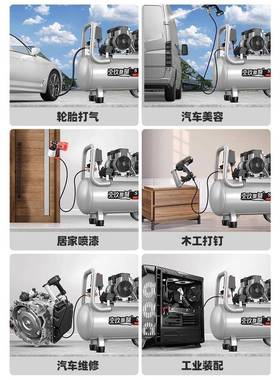 无油静音空压机气率压缩机充气泵大功快CGS速上2空20V气打气泵便