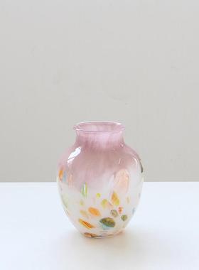 厂家直工销中古风居手渐变粉紫色玻璃花鲜瓶轻奢风桌面BX8-25-0家