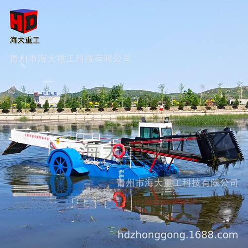 小型割草船芦苇蒲草收割船多功能垃圾清理船打捞船现货水葫芦打捞