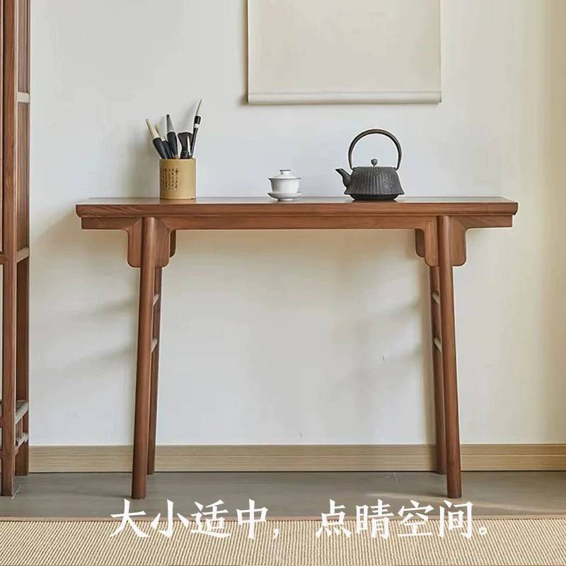 ?新中式实木条案明式平头案榆木玄关桌胡桃木案台禅意供桌仿古条