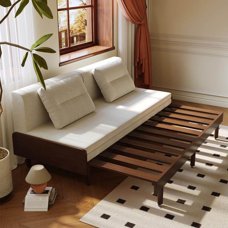 实木小沙发床折叠两用抽拉床午型客厅24新款多功户能坐卧PIR睡伸