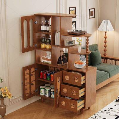 热抽卖法式20051中古书风客厅玄关柜蜡木储物柜白屉复古全实木架