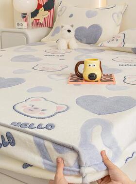 卡通加雪花AL101115床笠单件加绒学生宿舍床床罩席梦思垫厚保护罩