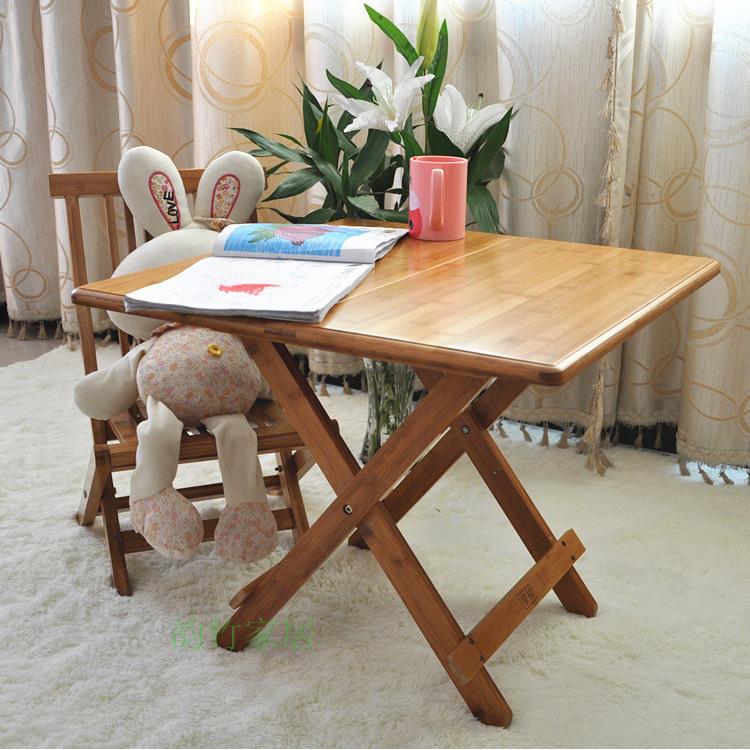 #7W楠竹方桌www10169实折木可桌叠圆桌简易小户型饭桌家用餐桌桌