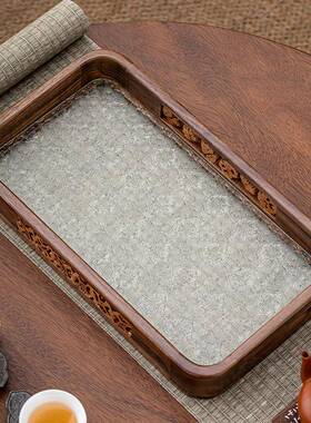 手核形桃木茶盘纳中式水果工YJJY-082托盘茶盘长方家用蛋糕盘复古