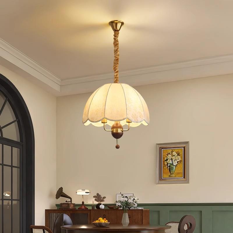 新款法式复吊古实木餐厅灯卧46633室灯主卧灯设吊计师中古餐桌吧