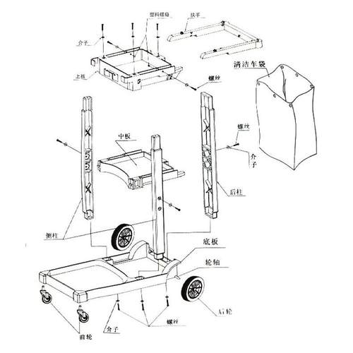 白A932云清洁车F0817保0打扫卫生车多洁功能手推车布草车工具车酒