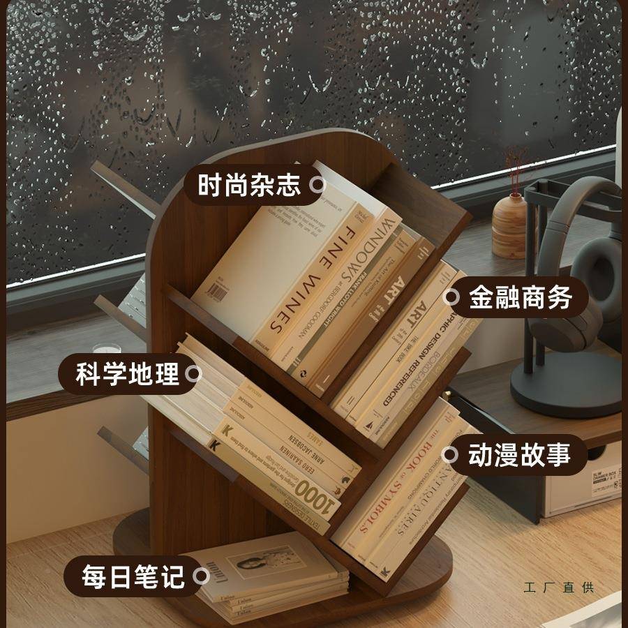 桌面旋转儿童绘本资收36731纳架架上创意多层书本置物桌料整理架