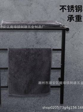 毛巾架层219不锈钢黑色四多功能浴巾架店卫间置物生架浴室毛酒巾