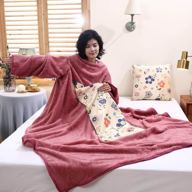 2025新款双ZS-2025面舒棉朵懒人被抱枕折45*叠45展开1绒20*150花