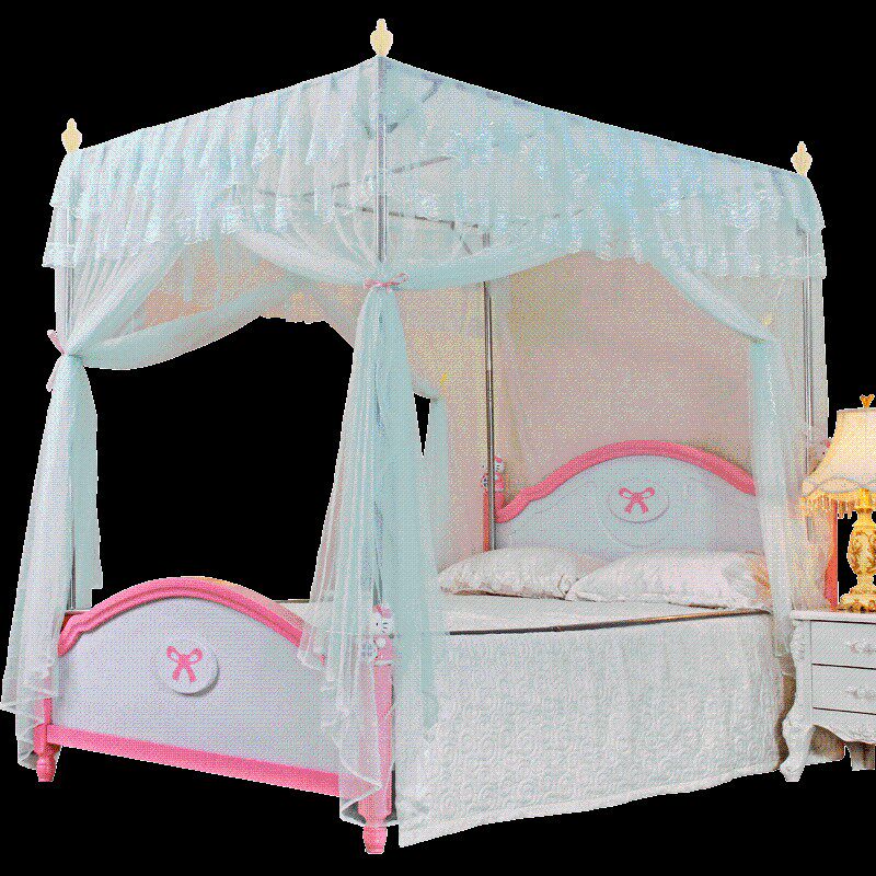 九洲华美三开门蚊帐公主风坐床支架宫廷1.5/1.8m2米床2.2双人家用