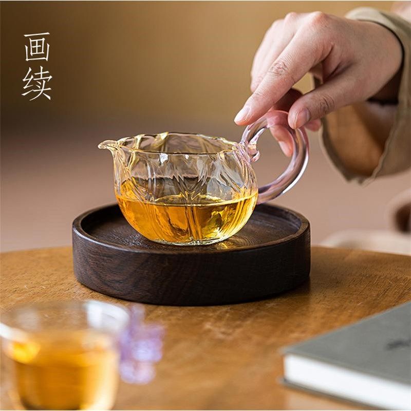 画续玻璃琉韵公道杯高档功夫茶具茶道带把加厚耐高温分茶器茶海