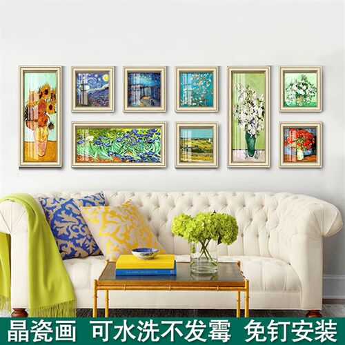 美欧式梵高向日葵油画走廊餐厅走廊客厅沙发背景墙壁组合装饰挂画