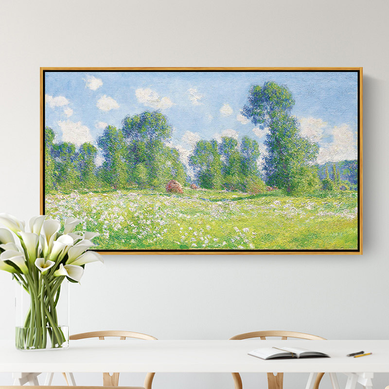 吉维尼的春天 莫奈印刷喷绘仿制油画客厅卧室餐厅风景挂画装饰画