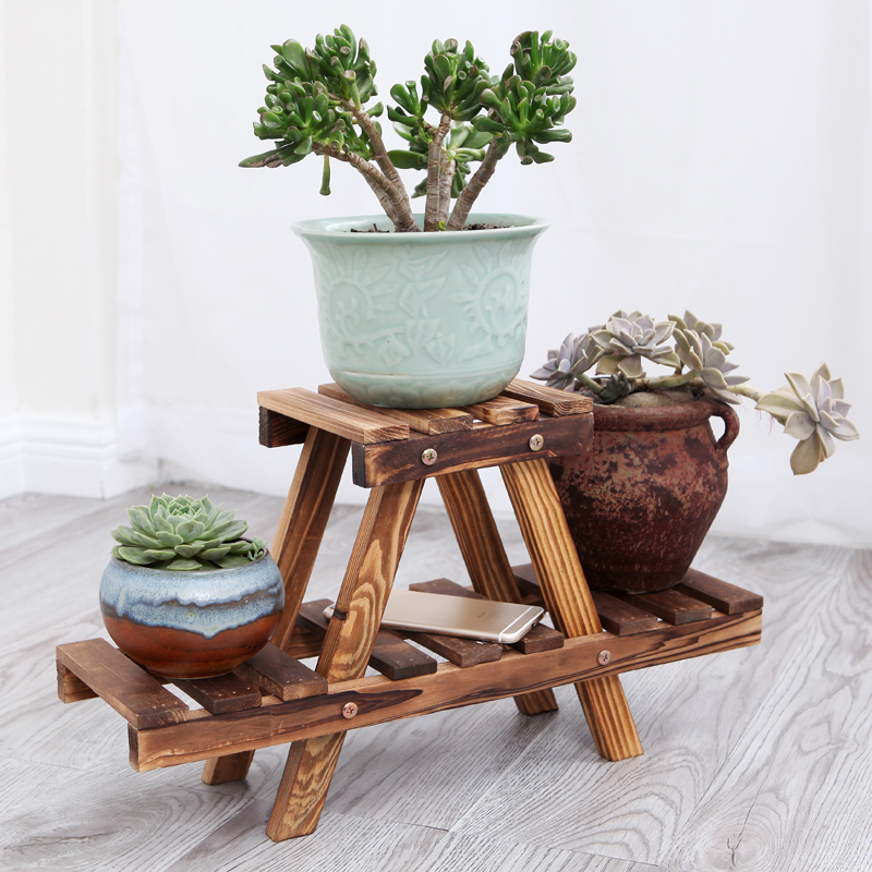 花架子多层室内多肉植物桌面小花托实木田园置物盆架阳台家用窗台