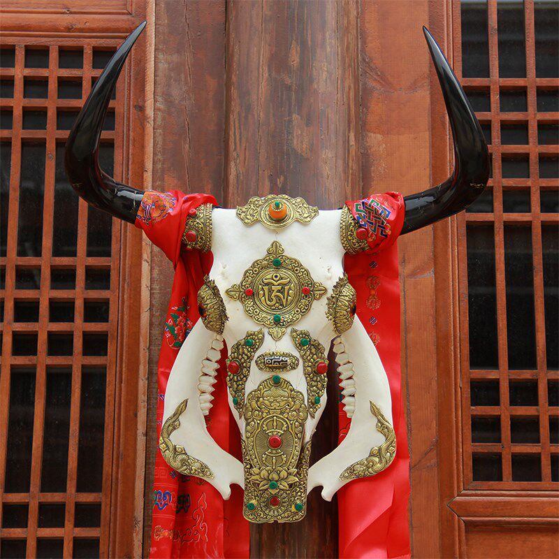 精选包铜牦牛头骨装饰工艺品公司办公室墙面壁饰挂件别墅玄关壁挂