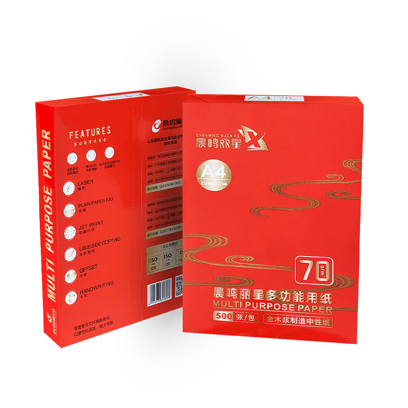 晨鸣丽星A4打印复印纸70g白纸草稿纸整箱办公用纸5包一箱