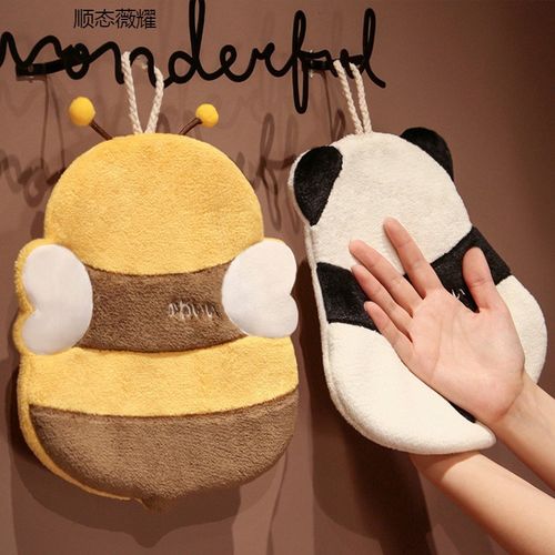 洗手擦手毛巾吸水不掉毛卫生间擦手巾挂式可爱儿童宝宝卡通抹手布