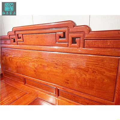 缅甸花梨木大果紫檀中式1.8双人l大床刺猬紫檀1.5米2米加大红木床