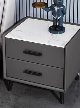 实木轻奢床头简约现代家卧室XNL迷你岩板50约cm柜简储物收纳柜用