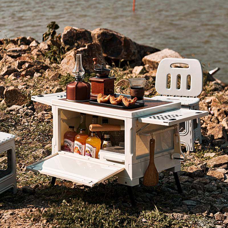 大容量户外露营收纳箱可折叠免安装车载折叠箱可延伸木桌板