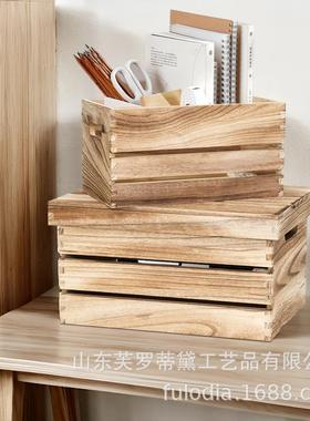 三件套焦黄色收纳盒收田风格实盖园木带可--手提卧室卫生间纳盒