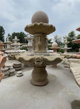 石雕观喷泉钵鱼池水235800景店别花墅大型水钵流水景雕塑装喷水球