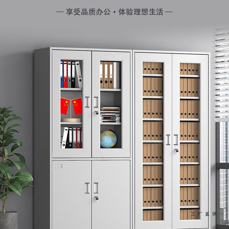 财务凭证资料档案柜二斗办公铁皮文件柜靠墙带锁工具收纳储物柜子图片