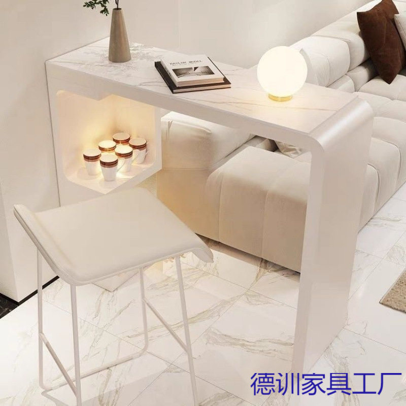 休闲迷你吧台桌家用小吧台简约岩板高脚桌长条桌客厅沙发阳台隔断