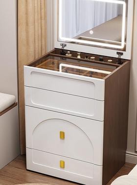 奶油风盖小一型梳妆台卧室0简XYV约现代6cm网翻红50床头柜体化妆