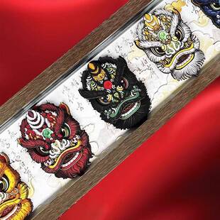 中式实木框醒狮桌面装饰招件相财摆纸艺文创展示框20241106国潮画