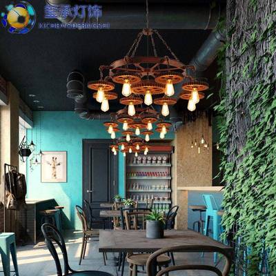 美式工业风创吊XC62275灯复古意性酒吧餐灯厅灯吧台吊灯木质齿轮