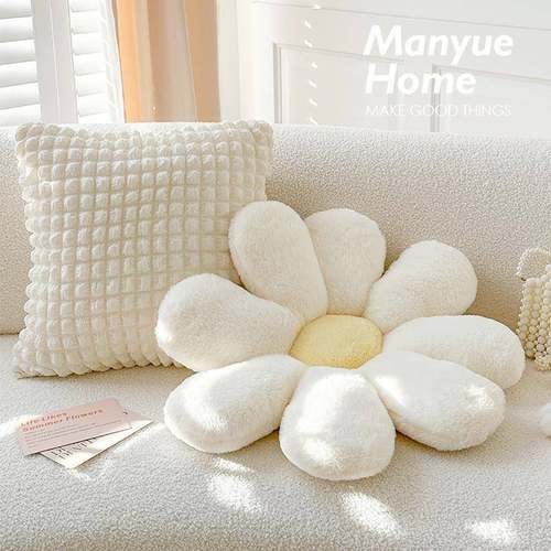 套靠垫背客ltao1027红厅网靠枕奶油色花朵发靠沙抱枕