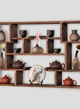 博古壁架宝阁挂实木多中式挂墙式茶16524架置物架墙上新古董展示