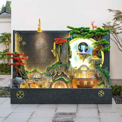 水幕墙假山流水循喷泉池水景墙屏风230断隔环水摆件办公室养鱼造