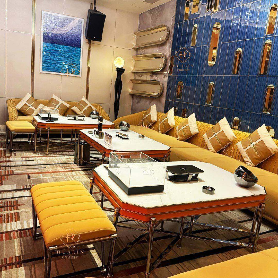 TV沙11150发茶几音乐清酒吧K卡座轻奢包厢练歌房吧U型转角发光茶