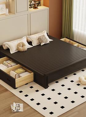 美复式古实SF-18无木床榫床卯结构1米5黑色家用卧室地台实木榻榻