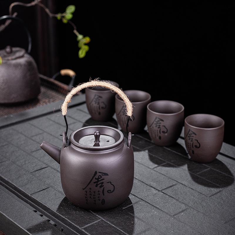 紫砂提梁壶大容量球刻孔过壶WBX滤茶字家用O泡茶壶凉水壶茶具单壶