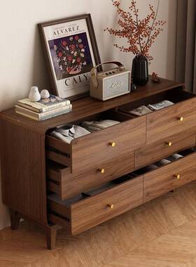 新中实式木杠九柜简约现斗代家卧用室HTDG六斗柜床尾抽屉收纳柜储
