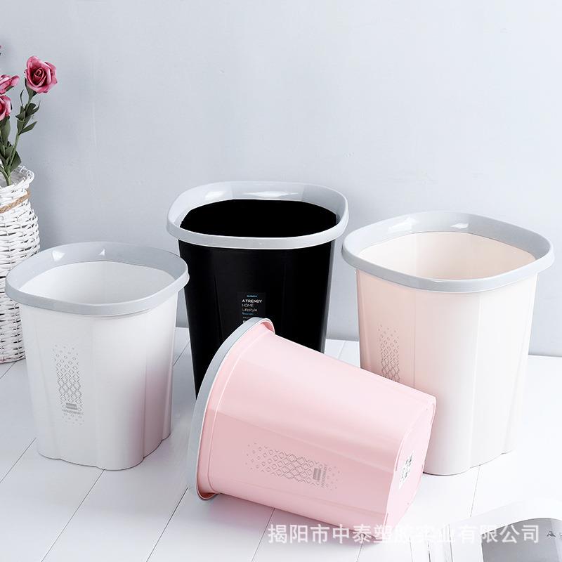 垃圾盖圆无形用塑料现代简约桶卧室厨房卫家生553/554间收纳桶抗