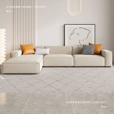 依冰人意式科技布沙发客厅简约现代奶油风小户型豆腐块直排卧室北