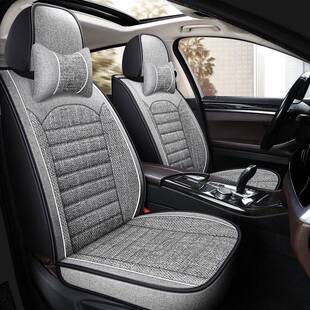 主副驾单座固定腰靠亚麻全包围汽车坐垫四季座套单个布艺座椅套