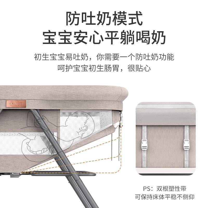 婴儿床摇篮床便携滚式可拼折叠带宝宝摇篮床接大床轮可移动童车床