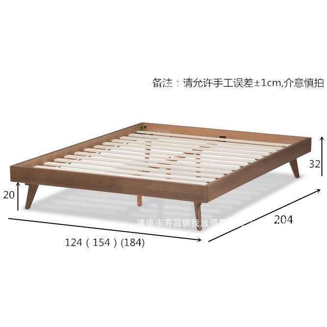 悬空床架床胡桃床架橡木无靠背黑床实木框架架无头qio004小户型床图片