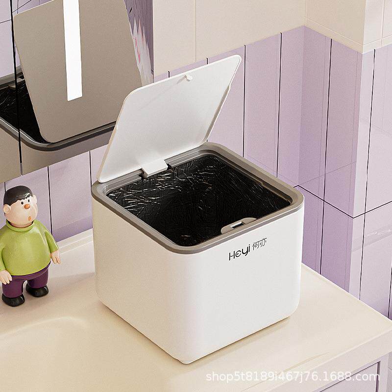 按压式桌面收盒用纳桶家压圈带盖垃垃圾桶2圾桶桌面收纳带盖迷垃