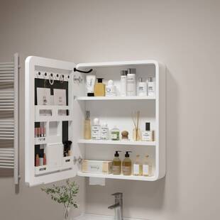 圆角太空铝智能浴室镜柜储物柜卫生间挂墙式带美妆收纳架梳妆镜箱