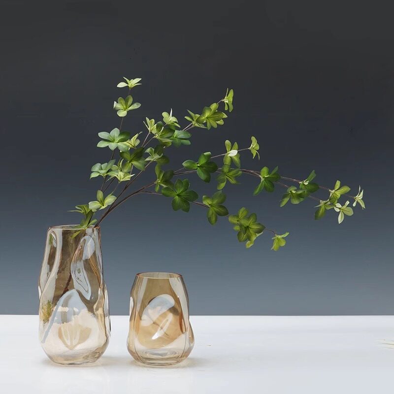 现代简约风金色花瓶花器组合摆件样板间餐桌茶几轻奢高端软装饰品